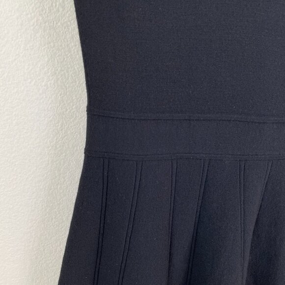 Theory Womens Medium Black Wool Blend Knit Dress Short Sleeve V Neck - Picture 7 of 11